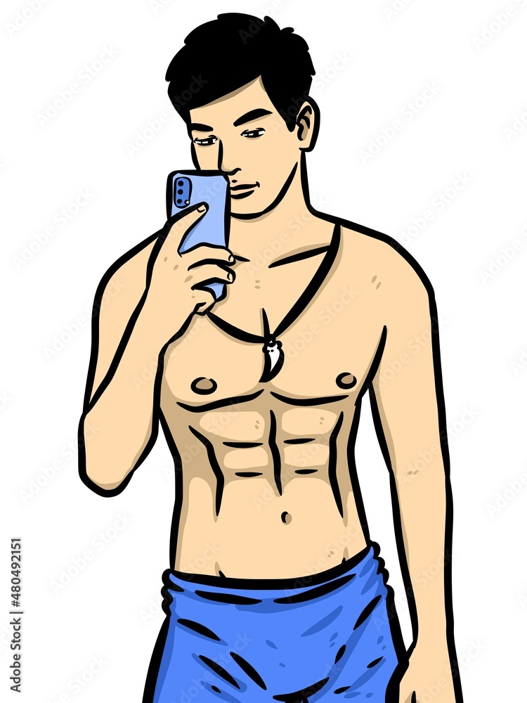 Fototapeta premium cute man cartoon on white background