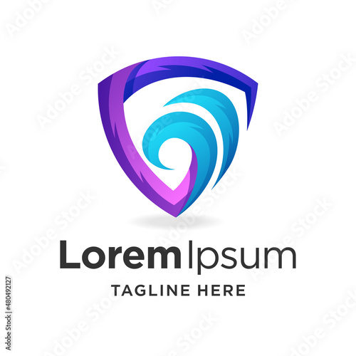 shield water logo with gradient color concept