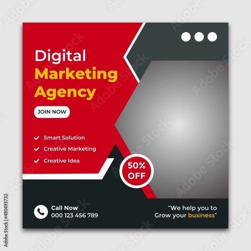 Digital marketing agency business promotion and Instagram post template,Social Media Post and Banner and web banner design template
