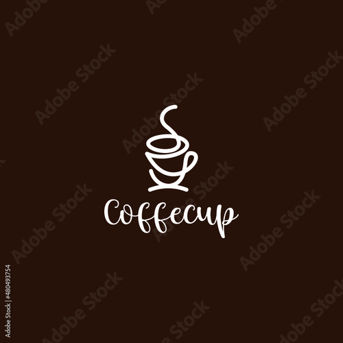 cup logo design with line vector graphic