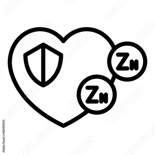 Zinc healthy heart icon outline vector. Food vitamin