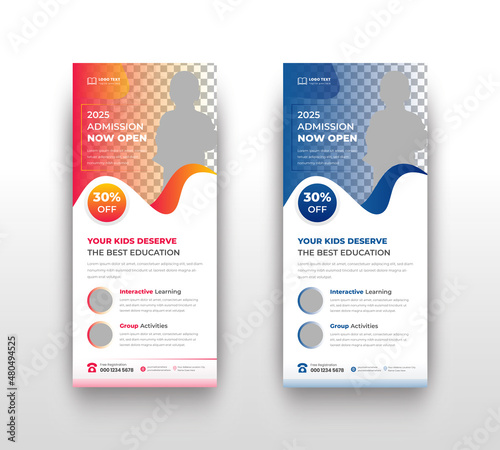 Back to school admission study college education kids promotion banner rollup dl flyer rack card Or Colorful Rack Card admission Flyer Template