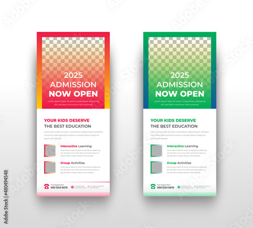Back to school admission study college education kids promotion banner rollup dl flyer rack card Or Colorful Rack Card admission Flyer Template
