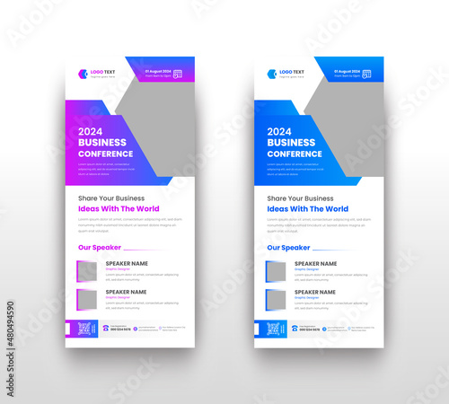 Modern Creative Business Conference Dl Flyer or Corporate Business Webinar Rack Card Flyer Or Conference Roll-up Banner Template Desing