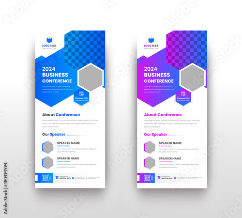 Modern Creative Business Conference Dl Flyer or Corporate Business Webinar Rack Card Flyer Or Conference Roll-up Banner Template Desing