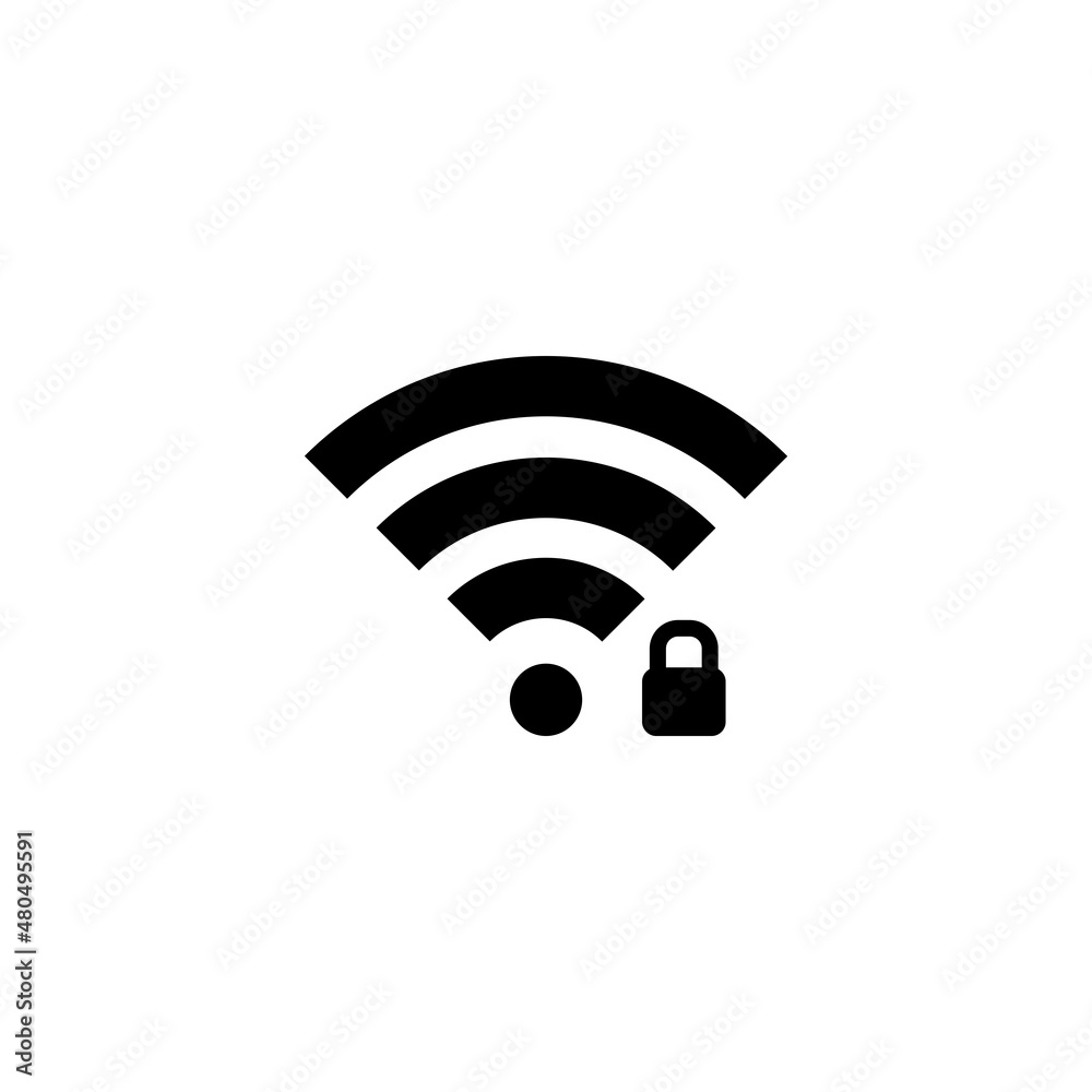 Wifi simple flat icon vector illustration. Wifi locked icon Wifi simple flat icon vector illustration. Wifi locked icon