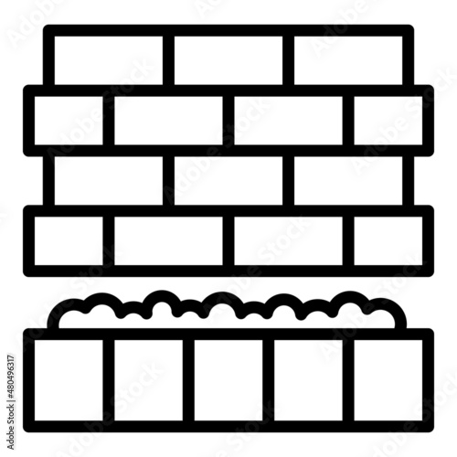 Brick wall icon outline vector. Mortar construction
