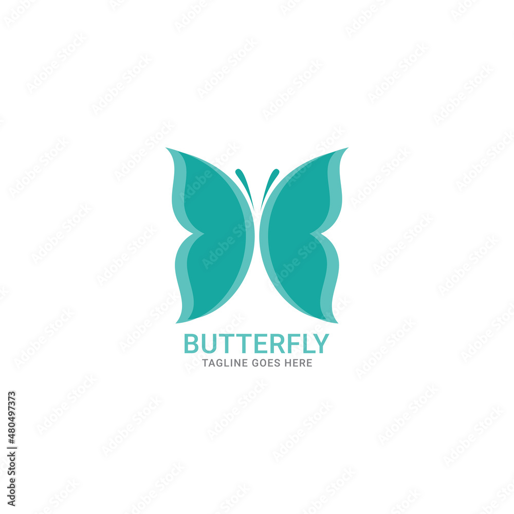 butterfly logo vector line outline monoline icon illustration.