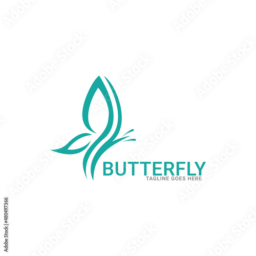 butterfly logo vector line outline monoline icon illustration.