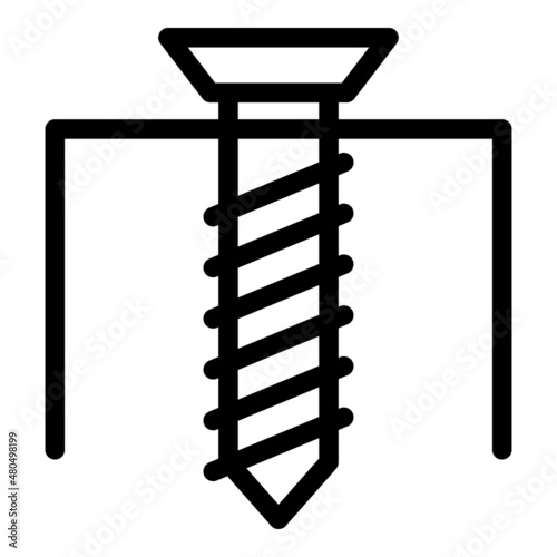 Steel screw icon outline vector. Drywall construction