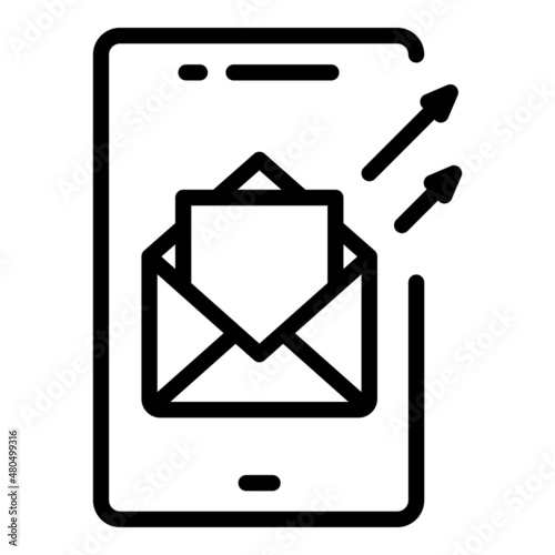 Phone mail icon outline vector. Marketing social