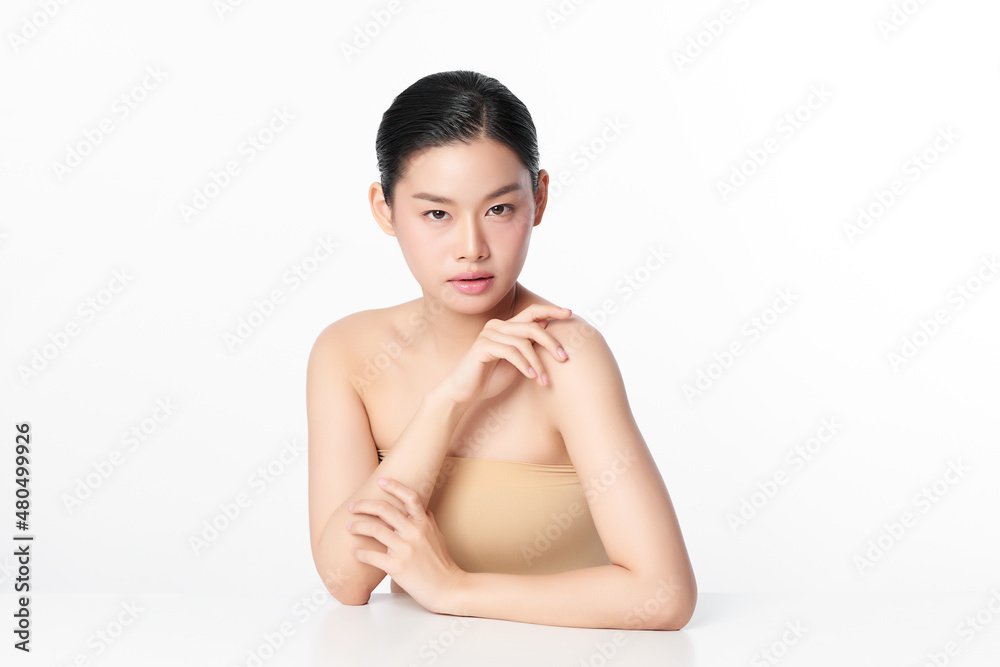 Beautiful young asian woman with clean fresh skin on white background, Face care, Facial treatment, Cosmetology, beauty and spa, Asian women portrait. Beautiful young asian woman with clean fresh skin on white background, Face care, Facial treatment, Cosmetology, beauty and spa, Asian women portrait.