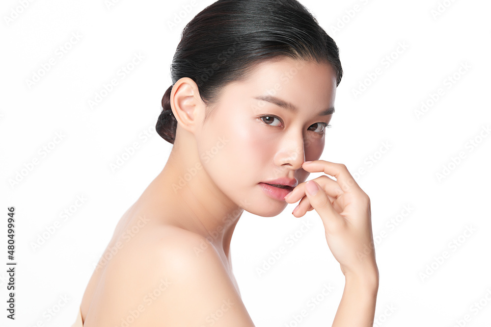 Beautiful young asian woman with clean fresh skin on white background, Face care, Facial treatment, Cosmetology, beauty and spa, Asian women portrait. Beautiful young asian woman with clean fresh skin on white background, Face care, Facial treatment, Cosmetology, beauty and spa, Asian women portrait.