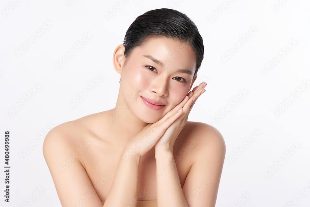 Beautiful young asian woman with clean fresh skin on white background, Face care, Facial treatment, Cosmetology, beauty and spa, Asian women portrait. Beautiful young asian woman with clean fresh skin on white background, Face care, Facial treatment, Cosmetology, beauty and spa, Asian women portrait.
