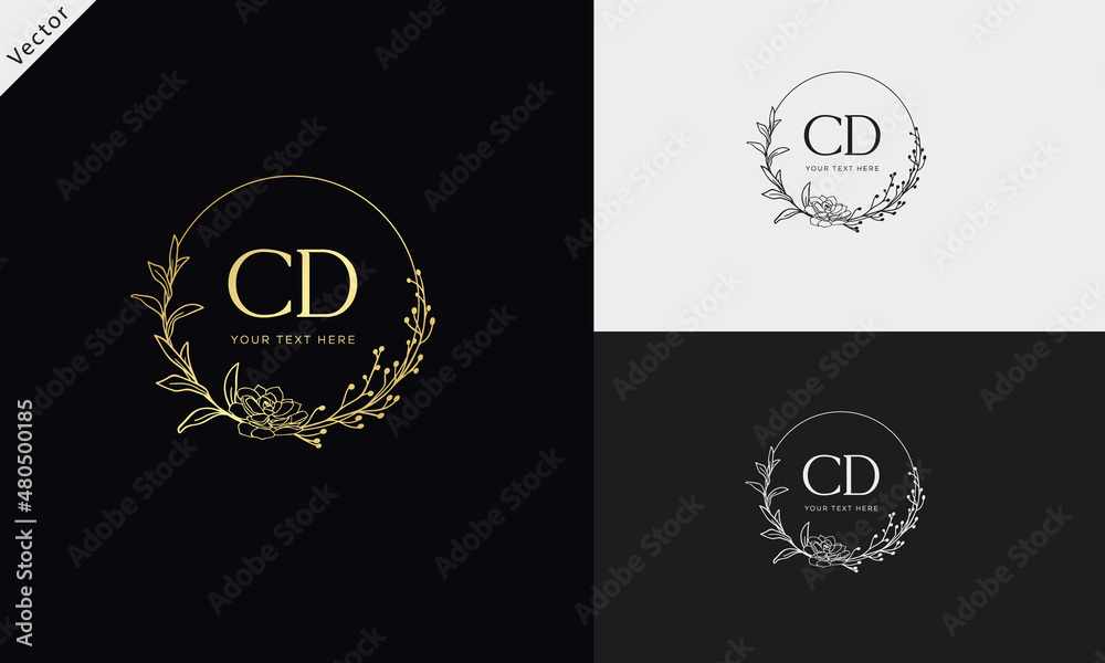 Naklejka premium CD DC Signature initial logo template vector