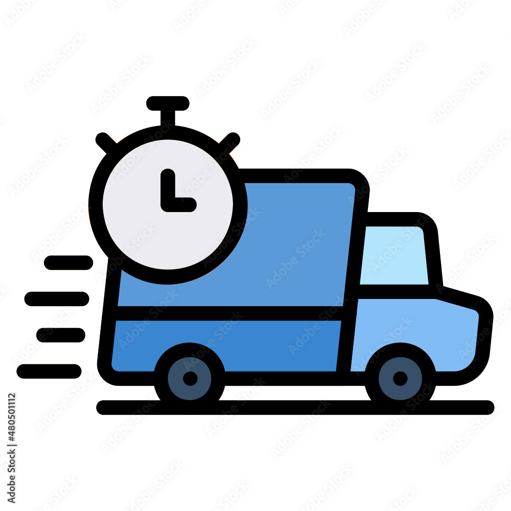 Fast Delivery Truck filled line color icon