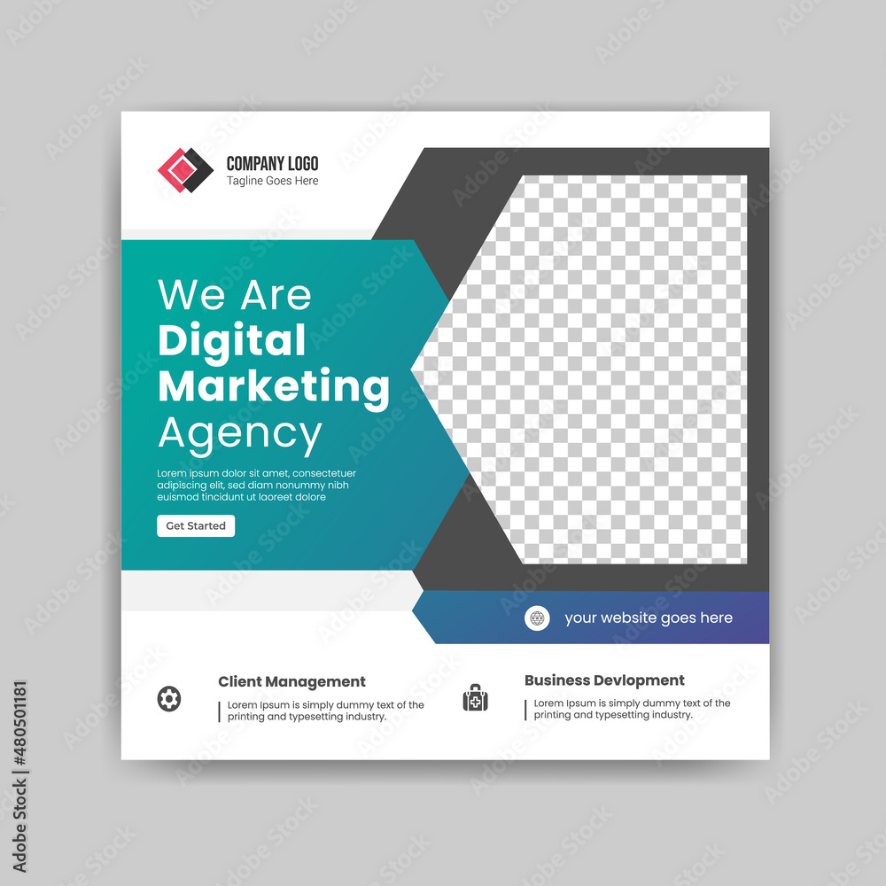 Fototapeta premium We are digital marketing agency social media marketing post template design