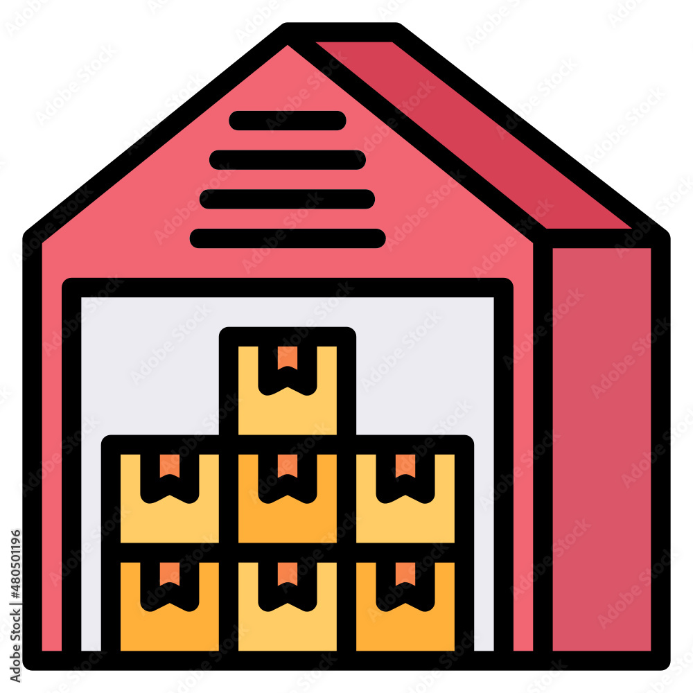 Warehouse filled line color icon Warehouse filled line color icon
