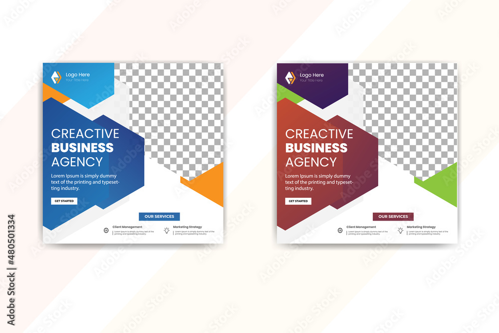 Creactive business agency social media marketing post template design vector