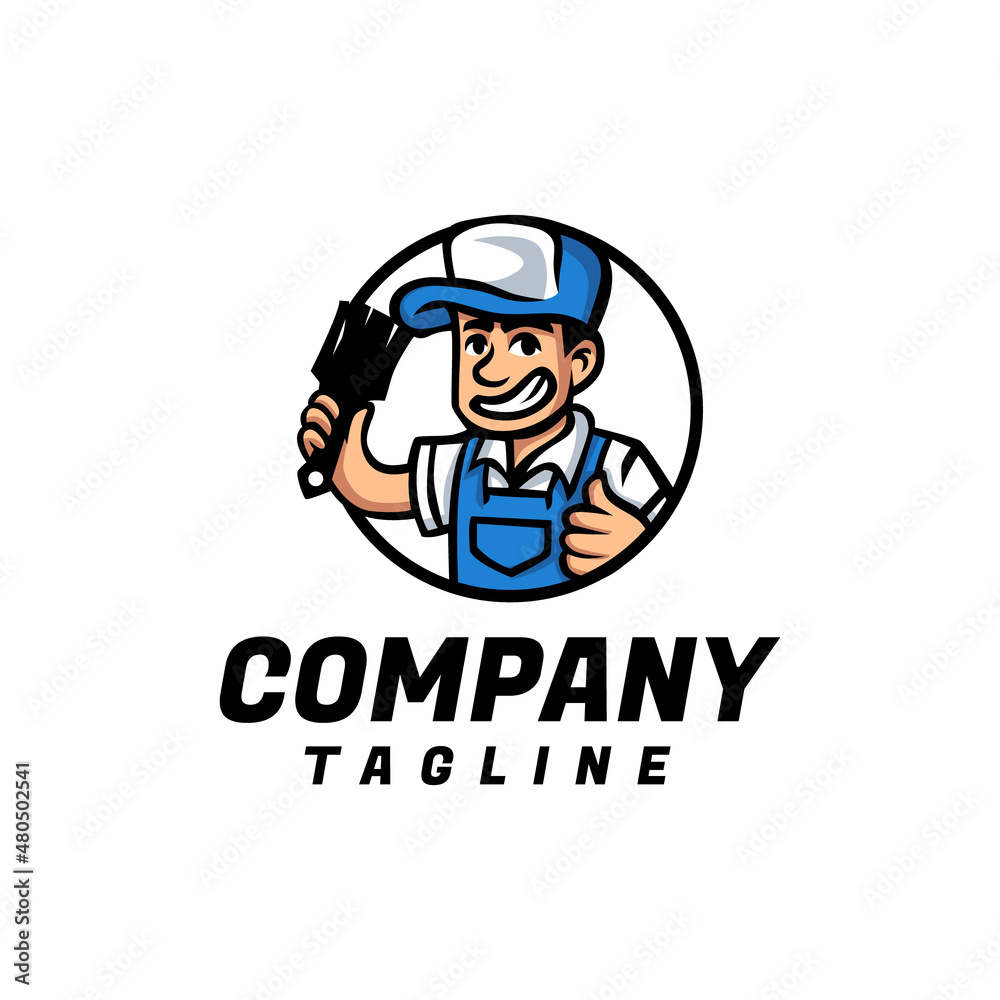 handyman mascot character logo design