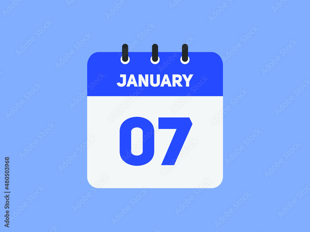 January 07 text calendar reminder. 7nd January daily calendar icon template
January 07 text calendar reminder. 7nd January daily calendar icon template