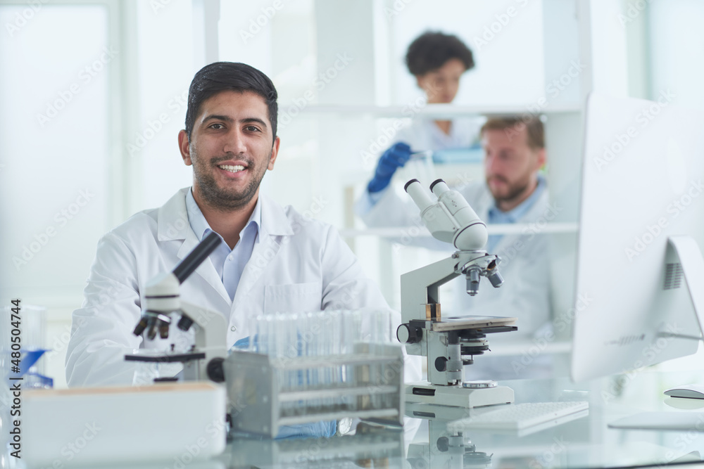 In a Modern Laboratory Research Scientist Conducts Experiments In a Modern Laboratory Research Scientist Conducts Experiments