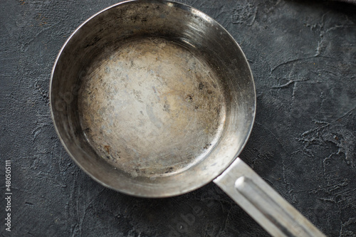 Metal  frying pans top view.