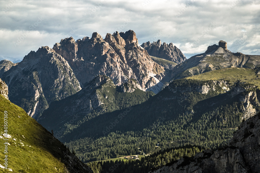 Panorama of italian sudtirol dolomite in summer, Italy, trentino