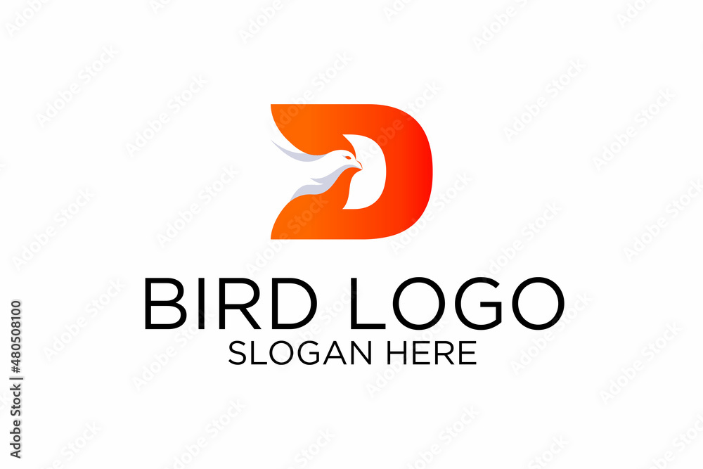 bird design logo and initial letter d. premium vector bird design logo and initial letter d. premium vector