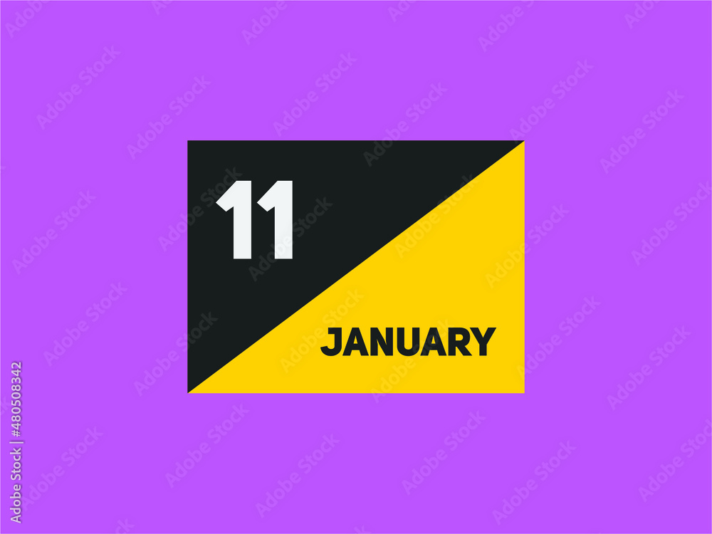 January 11 text calendar reminder. 11th January daily calendar icon template
January 11 text calendar reminder. 11th January daily calendar icon template
