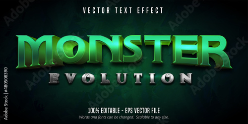 Monster evolution text, game style editable text effect