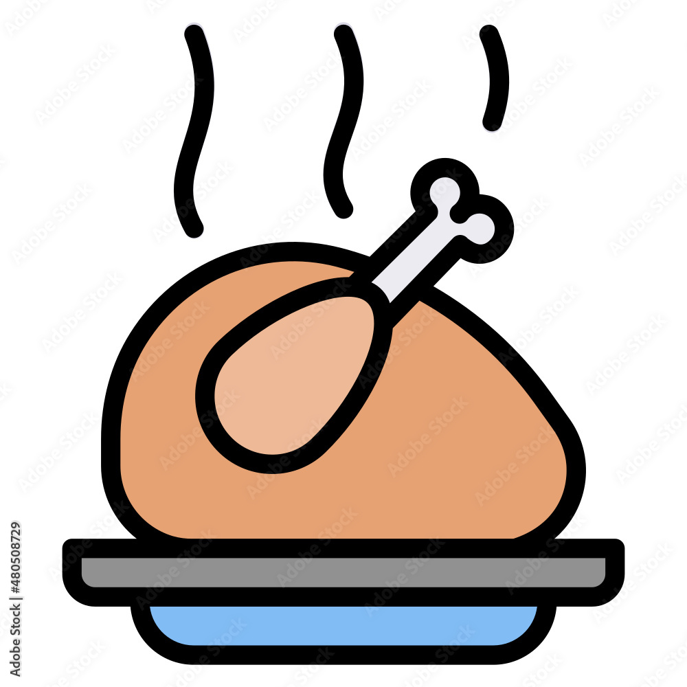 Chicken Leg filled line color icon Chicken Leg filled line color icon