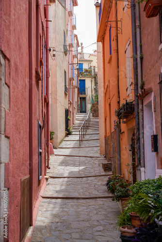Fototapeta Naklejka Na Ścianę i Meble -  Colorful street of Collioure in city in France