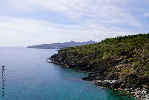 mediterranean coast in south sea beach Port vendres in Languedoc-Roussillon France