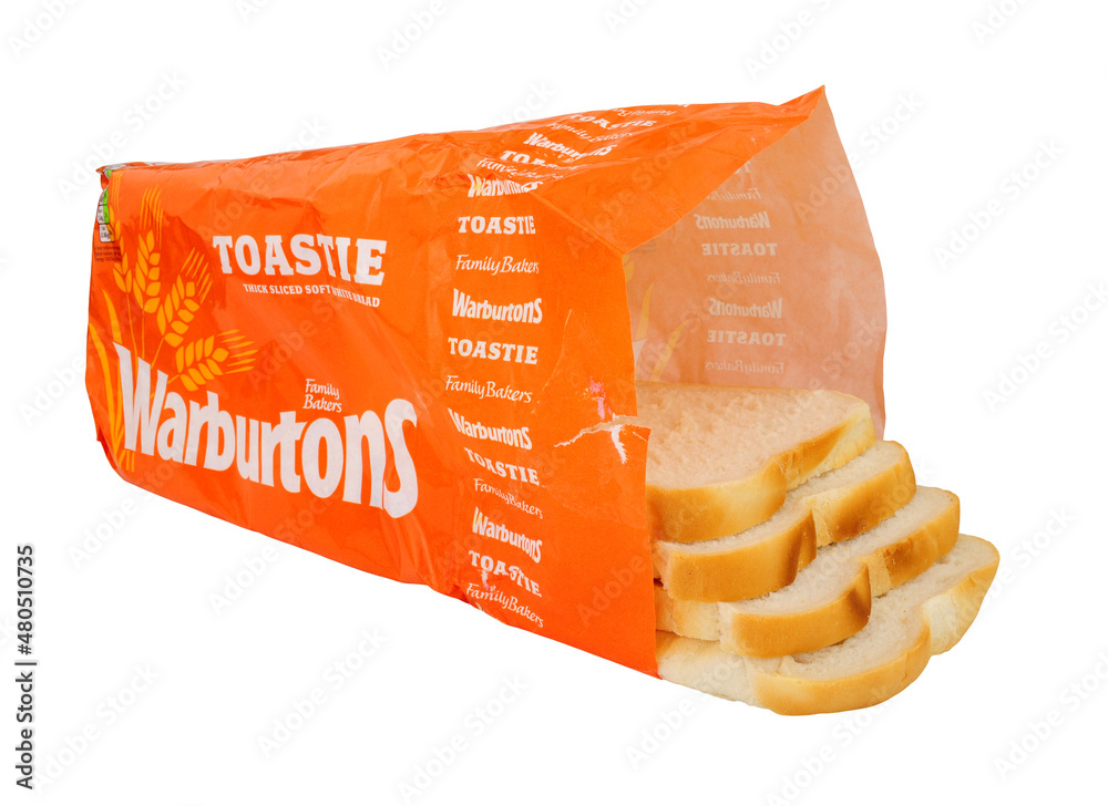 Warburtons toastie 800g thick sliced soft white bread loaf wrapped in