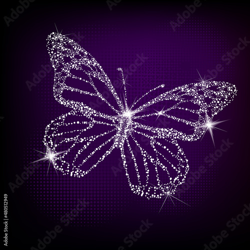 Shining crystal butterfly. Vector illustration