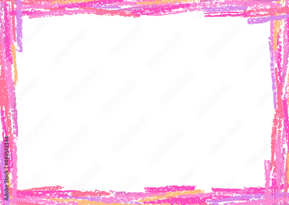クレヨンで描いたフレーム ピンク Stock Vector Adobe Stock