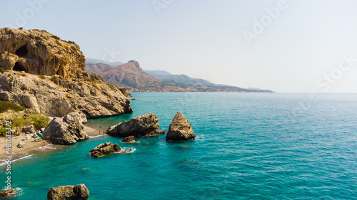 The beach with sea in Southern Crete, Greece photo