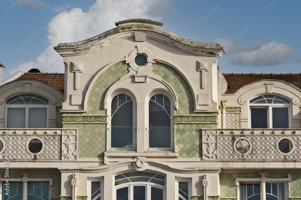 detail of the Casa das Ancoras art nouveau style house in Aveiro, Portugal