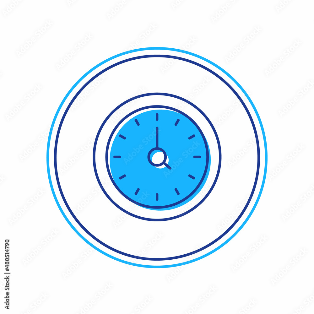 Filled outline Clock icon isolated on white background. Time symbol. Vector Filled outline Clock icon isolated on white background. Time symbol. Vector