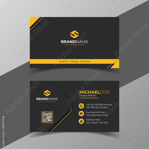 Modern business card black and yellow elegant professional