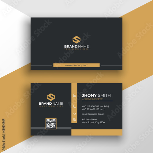 Modern business card black and gold simple elegant professional