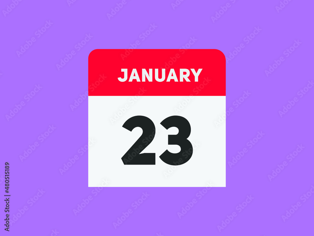 January 23 text calendar reminder. 23th January daily calendar icon template
