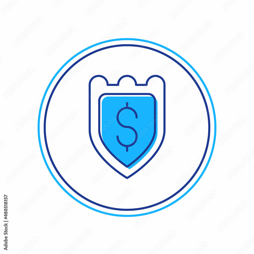 Filled outline Shield with dollar symbol icon isolated on white background. Security shield protection. Money security concept. Vector Filled outline Shield with dollar symbol icon isolated on white background. Security shield protection. Money security concept. Vector