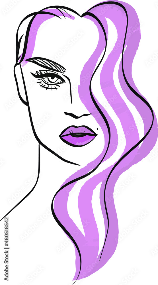 Beautiful fashion portrait vector woman, great design for any purposes. Beautiful women face vector illustration. Abstract art.