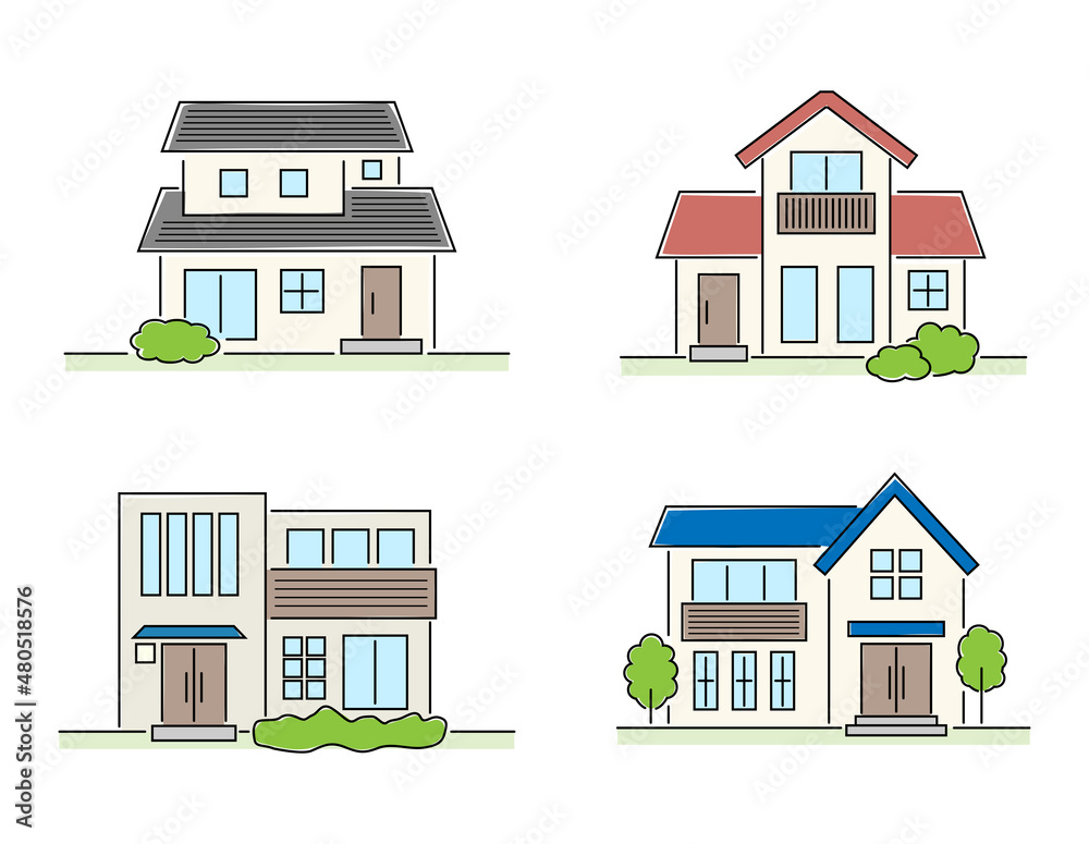 手描き風・住宅のベクターイラストセット 手描き風・住宅のベクターイラストセット