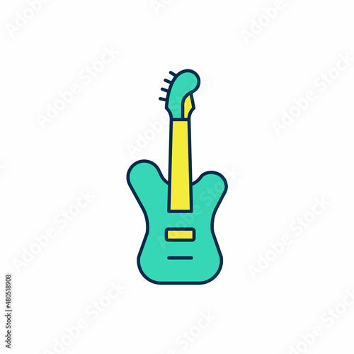 Filled outline Electric bass guitar icon isolated on white background. Vector