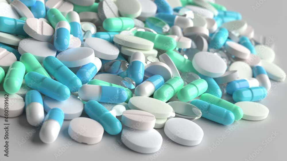 Colorful medical pills rotating closeup. 4K Colorful medical pills rotating closeup. 4K