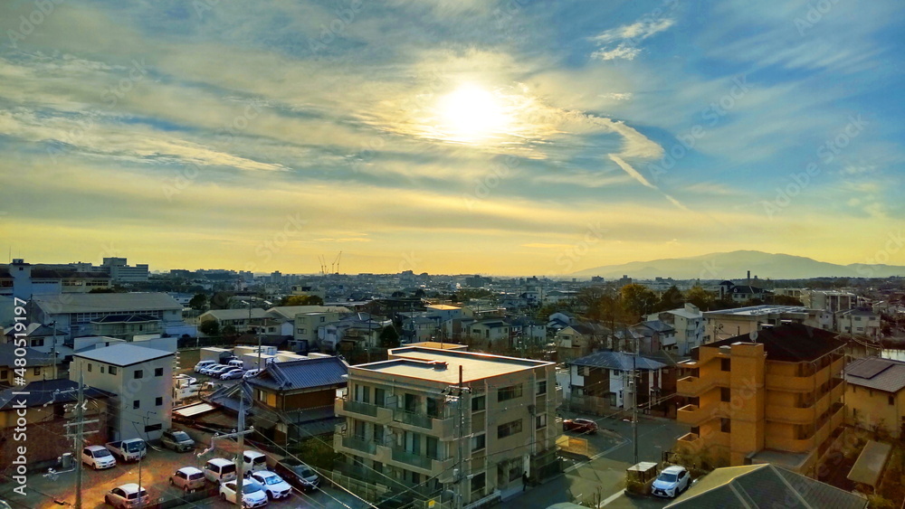 幻想的な夕暮れ （大阪の冬空）
Fantastic sunset.