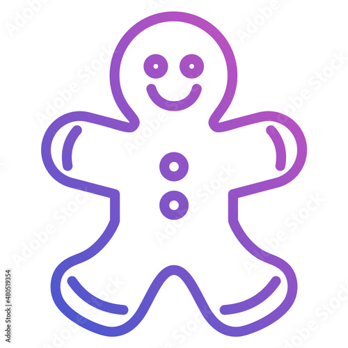 Gingerbread man line gradient icon